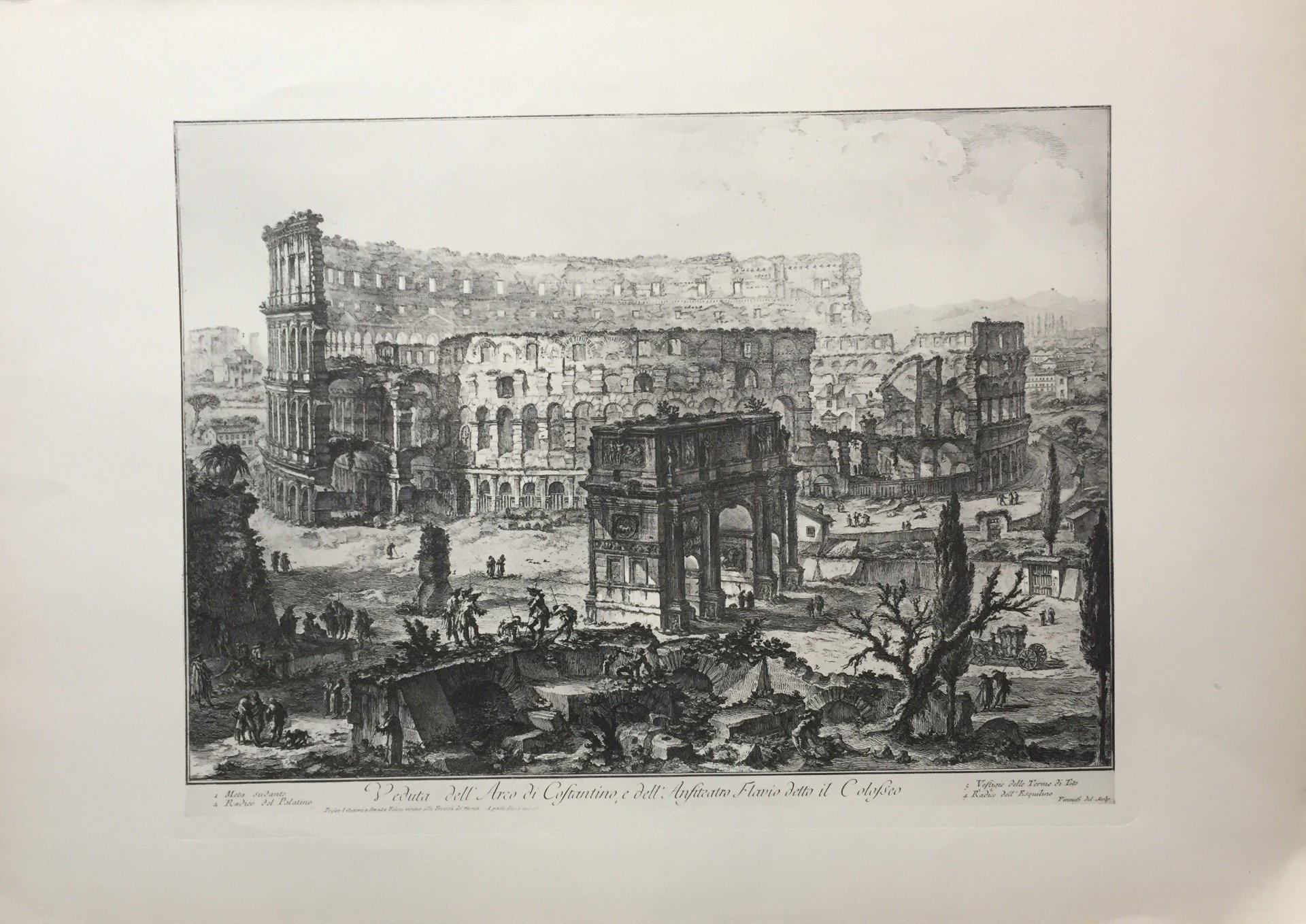 Ansicht des Konstantinsbogens und des Amphitheatrum Flavium - 19. Jh. - Stich von Piranesi